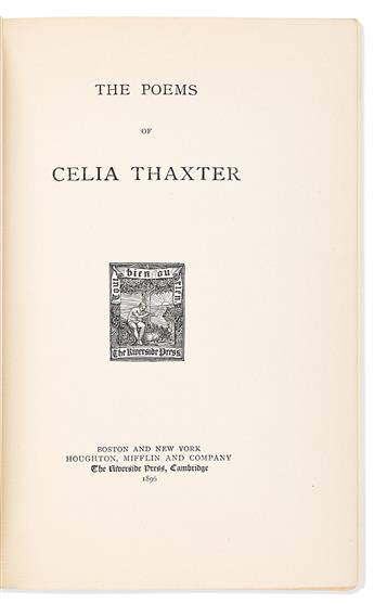 Thaxter, Celia (1835-1894) The Poems of Celia Thaxter, Embellished with Original Watercolors by Louisa C. Richardson.